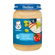 Gerber Deserek Mleczny, winogrona i jabłuszka z twarożkiem po 6 miesiącu, 190 g
