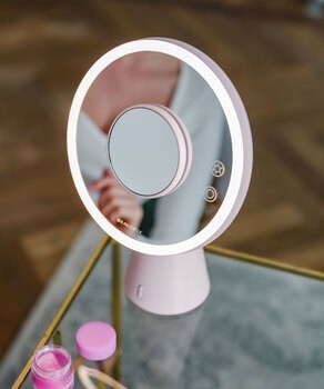 Beautifly Smart Moon Mirror z wbudowanym głośnikiem Bluetooth, lustro z regulacją światła LED, 1 szt.