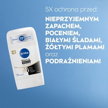 Nivea Invisible Black & White, antyperspirant w sztyfcie Silky Smooth, 50 ml