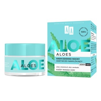 AA Aloes, 100% Aloe Vera Extract, krem dzienno-nocny odżywczo-nawilżający, 50 ml