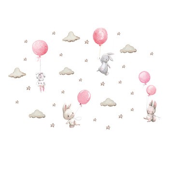 Sipo, Naklejki na ścianę dla dzieci, Różowe balony, 1 szt.