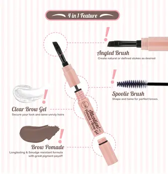 J.Cat Beauty, Attention!, pomada z żelem do stylizacji brwi 4w1, 101 Soft Brown, 2,7 g