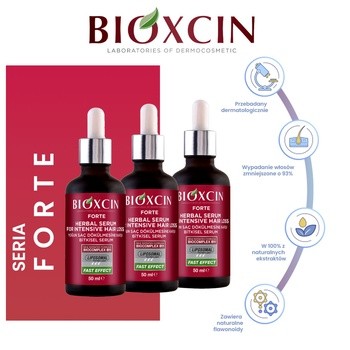 Bioxcin Forte, serum do skóry głowy przeciw silnemu wypadaniu włosów, 3 x 50 ml