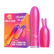 Durex Play 2w1 Vibe&Tease, wibrator i końcówka stymulująca, 1 zestaw        