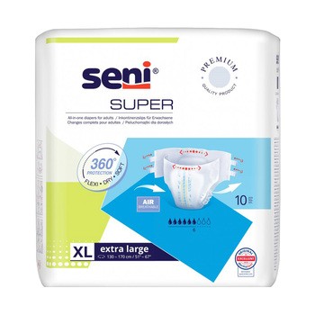 Seni Super, pieluchomajtki dla dorosłych, rozmiar XL, 10 szt.