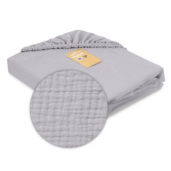 Babymatex, prześcieradło muślinowe z gumą 60x120 cm, szary, 1 szt.