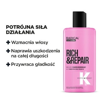 Radical Hair Clinic Rich&Repair, micelarny szampon regenerujący, 300 ml