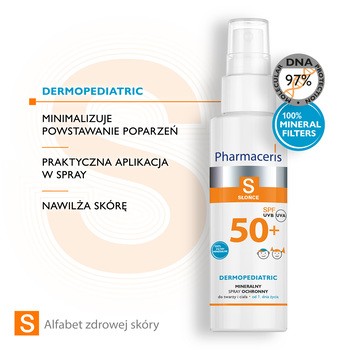 Pharmaceris S, spray ochronny do twarzy i ciała od 1. dnia życia SPF 50+, 100 ml