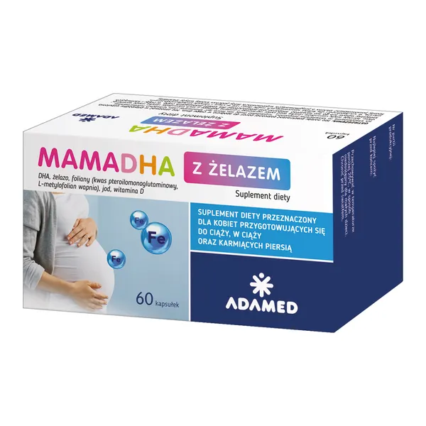 Витамины для беременных и кормящих MamaDHA с железом, DHA и фолиевая кислота, 60 капсул