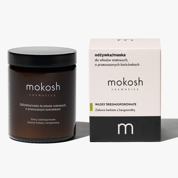 Mokosh, odżywka/maska do włosów matowych, o przesuszonych końcówkach, zielona herbata z bergamotką, 180 ml