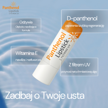 Biovena Panthenol Lipstick SPF 15, pomadka ochronna do suchych i spierzchniętych ust, 4,5 g