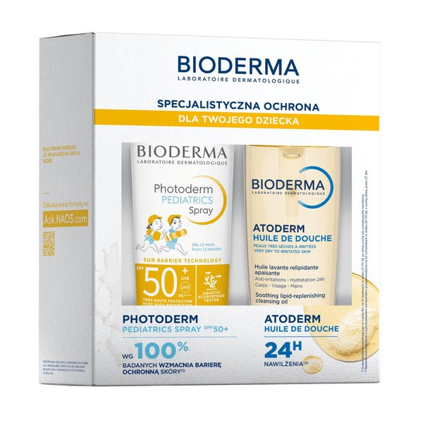 Bioderma Zestaw Bioderma, Photoderm Pediatrics, ochronny spray dla dzieci SPF 50+, 200 ml + Atoderm Huile de douche, olejek do kąpieli i pod prysznic do ciała — Inhaltsstoffe und Bewertung