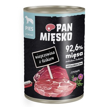 Pan Mięsko, karma mokra dla psa, wieprzowina z dzikiem, 400 g