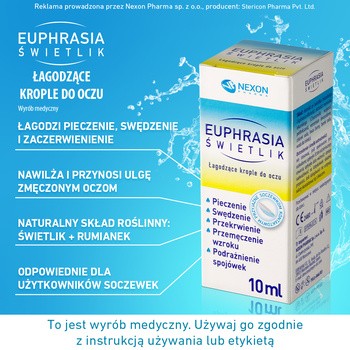 Euphrasia Świetlik, łagodzące krople do oczu, 10 ml
