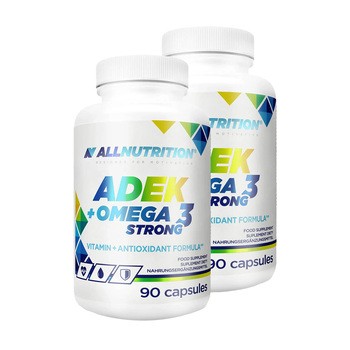 Zestaw 2 x Allnutrition ADEK + Omega 3 Strong, kapsułki, 90 szt.
