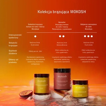 Zestaw 2 x Mokosh, balsam brązujący do twarzy i ciała, pomarańcza z cynamonem, 180 ml