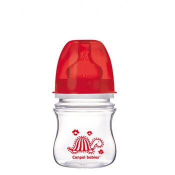 Canpol Easy Start, antykolkowa butelka szerokootworowa "Kolorowe Zwierzęta", 120 ml