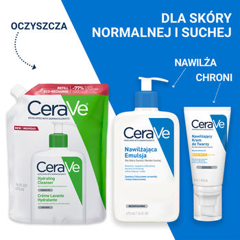 Zestaw CeraVe, nawilżająca emulsja dla skóry normalnej i suchej, 473 ml + opakowanie uzupełniające, refill, 473 ml