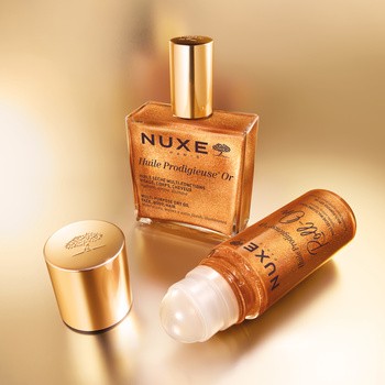 Nuxe Huile Prodigieuse OR, wielofunkcyjny suchy olejek do pielęgnacji twarzy, ciała i włosów, roll-on, 60 ml
