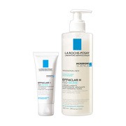 Zestaw La Roche-Posay Effaclar H ISO-Biome, krem nawilżający do twarzy, 40 ml + kojący krem myjący, 390 ml