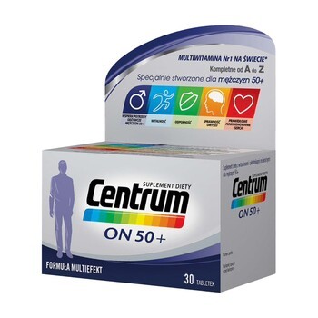 Centrum ON 50+, kompletny zestaw witamin i minerałów dla mężczyzn 50+, tabletki,  30 szt.