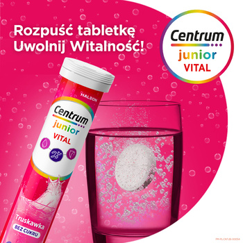 Centrum Vital Junior, tabletki musujące, smak truskawkowy, 20 szt.
