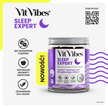 Vit Vibes Sleep Expert, żelki, smak jagody z nutą lawendy, 60 szt.