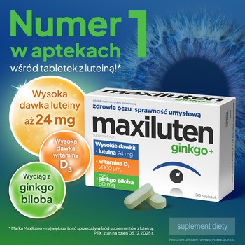 Maxiluten ginkgo+, tabletki, 30 szt.