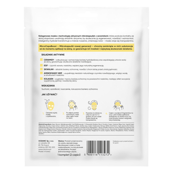 L'biotica, maska kolagenowa z ceramidami w mikrokapsułkach, Regeneracja i Nawilżenie, 1 szt.