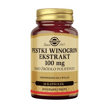 Solgar Pestki Winogron Ekstrakt, 100 mg, kapsułki, 30 szt.