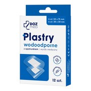 DOZ Med, plastry wodoodporne z opatrunkiem, 12 szt. https://azcdn.doz.pl/image/d/product/f2cf5ce7-scale-180x180.png
