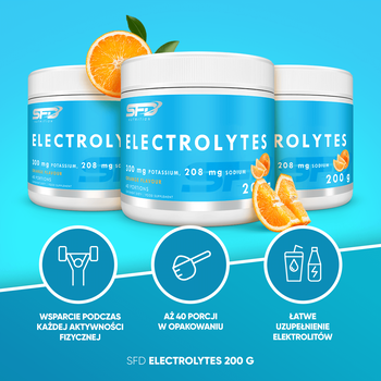 SFD Electrolytes, proszek, smak pomarańczowy, 200 g