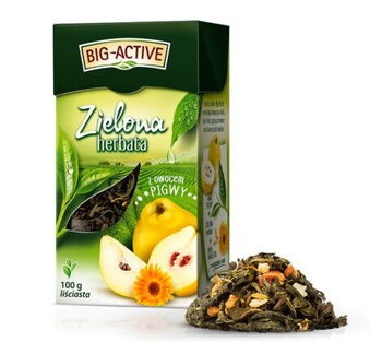 Big-Active, Zielona herbata z pigwą, liściasta, 100 g