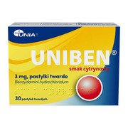 Uniben smak cytrynowy, 3 mg, pastylki twarde, 30 szt.