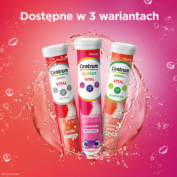 Centrum Vital Dorośli, tabletki musujące, smak brzoskwiniowo - jabłkowy, 20 szt.