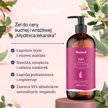 Fitomed Mydlnica lekarska, żel ziołowy do mycia twarzy do cery suchej i wrażliwej, 500 g