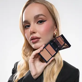 Claresa Duo Palette Creamy & Pressed, kremowo-pudrowa paleta bronzerów do konturowania, 02 Sun Tropez, 8,5 g