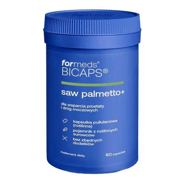 Экстракт пальмы сабаль ForMeds Bicaps Saw Palmetto Plus, с тыквой, цинком и селеном, для мужчин, 60 капсул