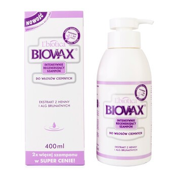 Biovax, intensywnie regenerujący szampon do włosów ciemnych, 400 ml