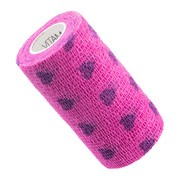 Vitammy Autoband, kohezyjny bandaż elastyczny, 10 cm x 4,5 m, fioletowe serca, 1 szt.        