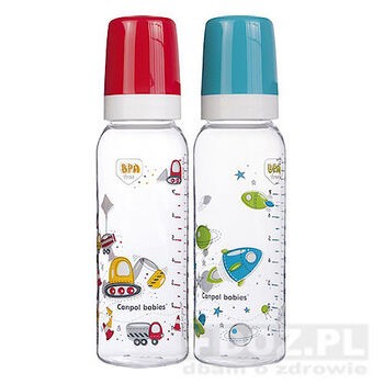 Canpol, butelka dekorowana, 250 ml (BPA 0%), 1 sztuka + 1 sztuka GRATIS