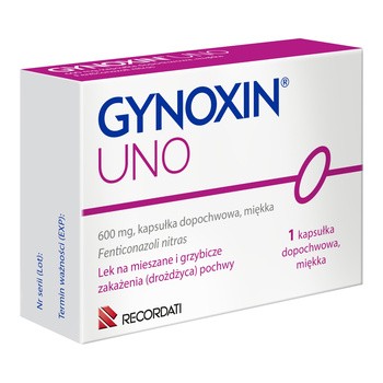 Gynoxin Uno, 600 mg, kapsułki dopochwowe, miękkie, 1 szt.