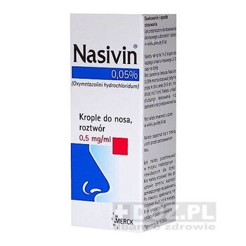 Nasivin 0.05% (0,5 mg/ml), krople do nosa, 10 ml