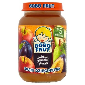 Bobo Frut Smaki Dzieciństwa, jabłko, gruszka, śliwka po 5 miesiącu, 185 g