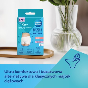 Canpol Babies, majtki dla kobiet w zaawansowanej ciąży i po porodzie, rozmiar S/M, kolor biały, 2 szt.