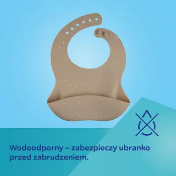 Canpol Babies, śliniak silikonowy z kieszonką, beżowy, 1 szt.