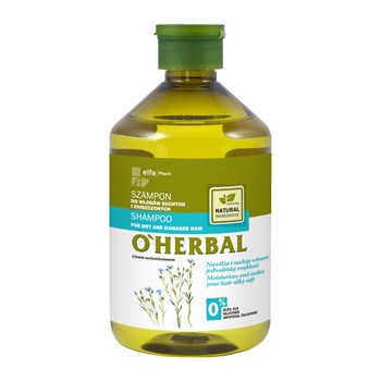 O`Herbal, szampon do włosów suchych i zniszczonych, ekstrakt z lnu, 500 ml