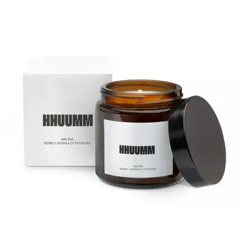 Hhuumm, świeca sojowa malina, piżmo, skórka cytrynowa, 120 ml