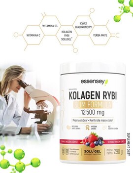 Essensey Kolagen Rybi Slim Formula, proszek, smak owoce leśne, 290 g