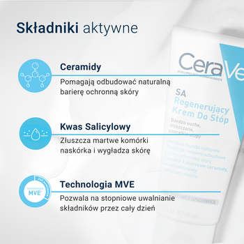 CeraVe SA, regenerujący krem do stóp z ceramidami do skóry bardzo suchej, 88 ml